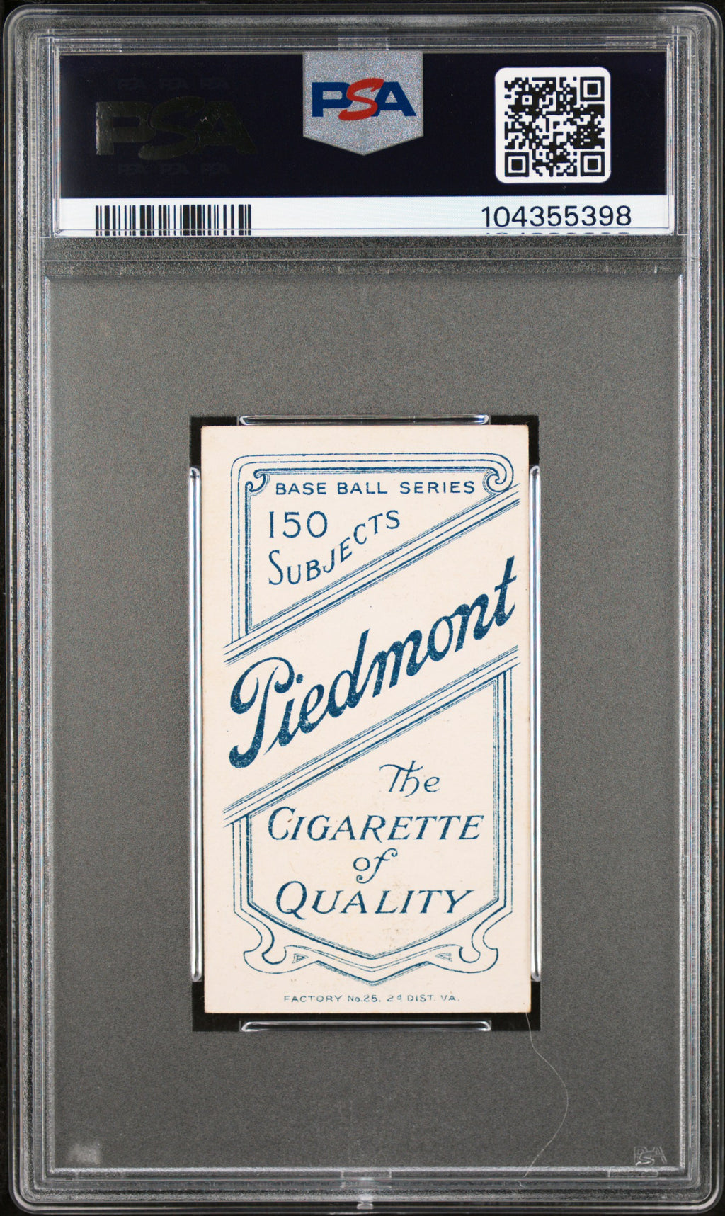 1909-11 T206 Fred Parent PSA 6 EX-MT Piedmont 150 - Chicago
