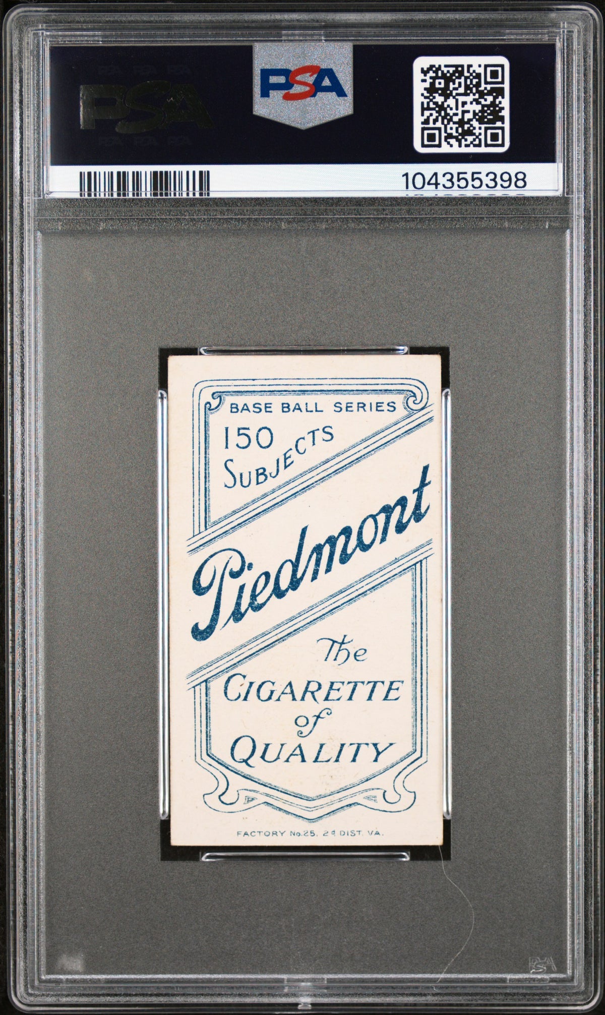 1909-11 T206 Fred Parent PSA 6 EX-MT Piedmont 150 - Chicago