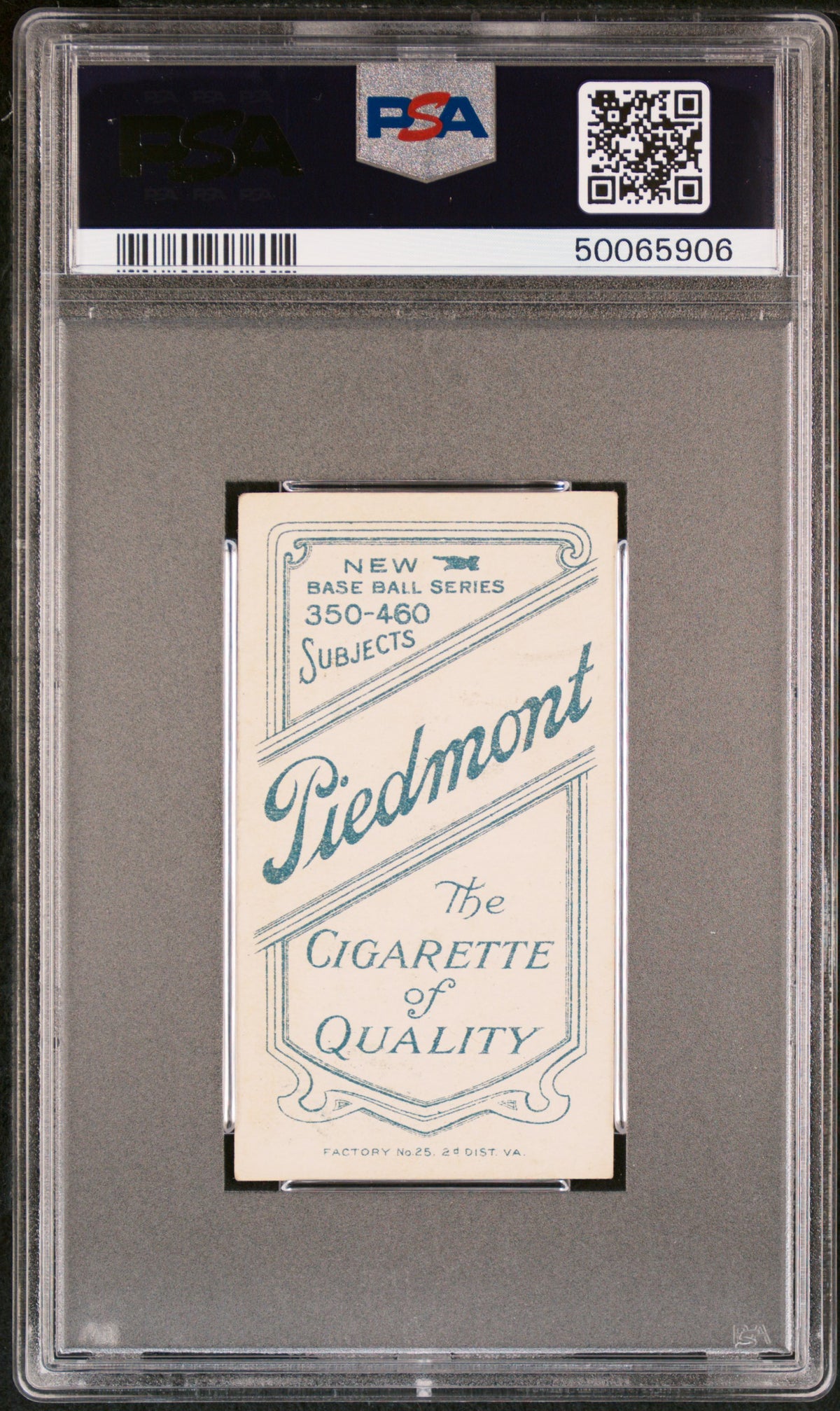 1909-11 T206 Wildfire Schulte PSA 6 EX-MT Piedmont 350-460/25-Back View Chicago