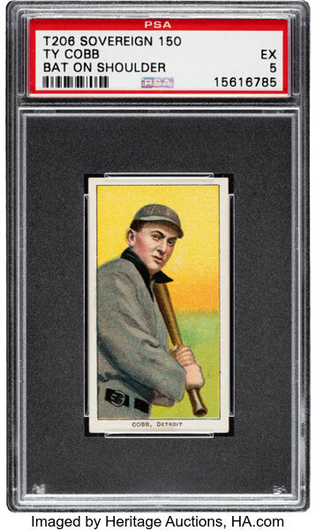 1909-11 T206 Sovereign 150 Ty Cobb Bat on Shoulder PSA 5 EX HOF - TIGERS