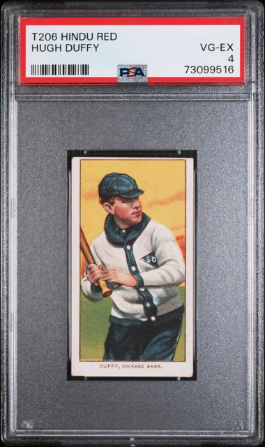 1909-11 T206 Red Hindu Hugh Duffy HOF PSA 4 VG-EX