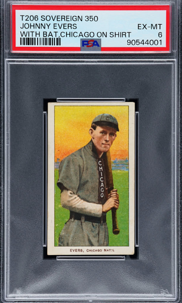 1909-11 T206 Johnny Evers HOF PSA 6 Sovereign 350