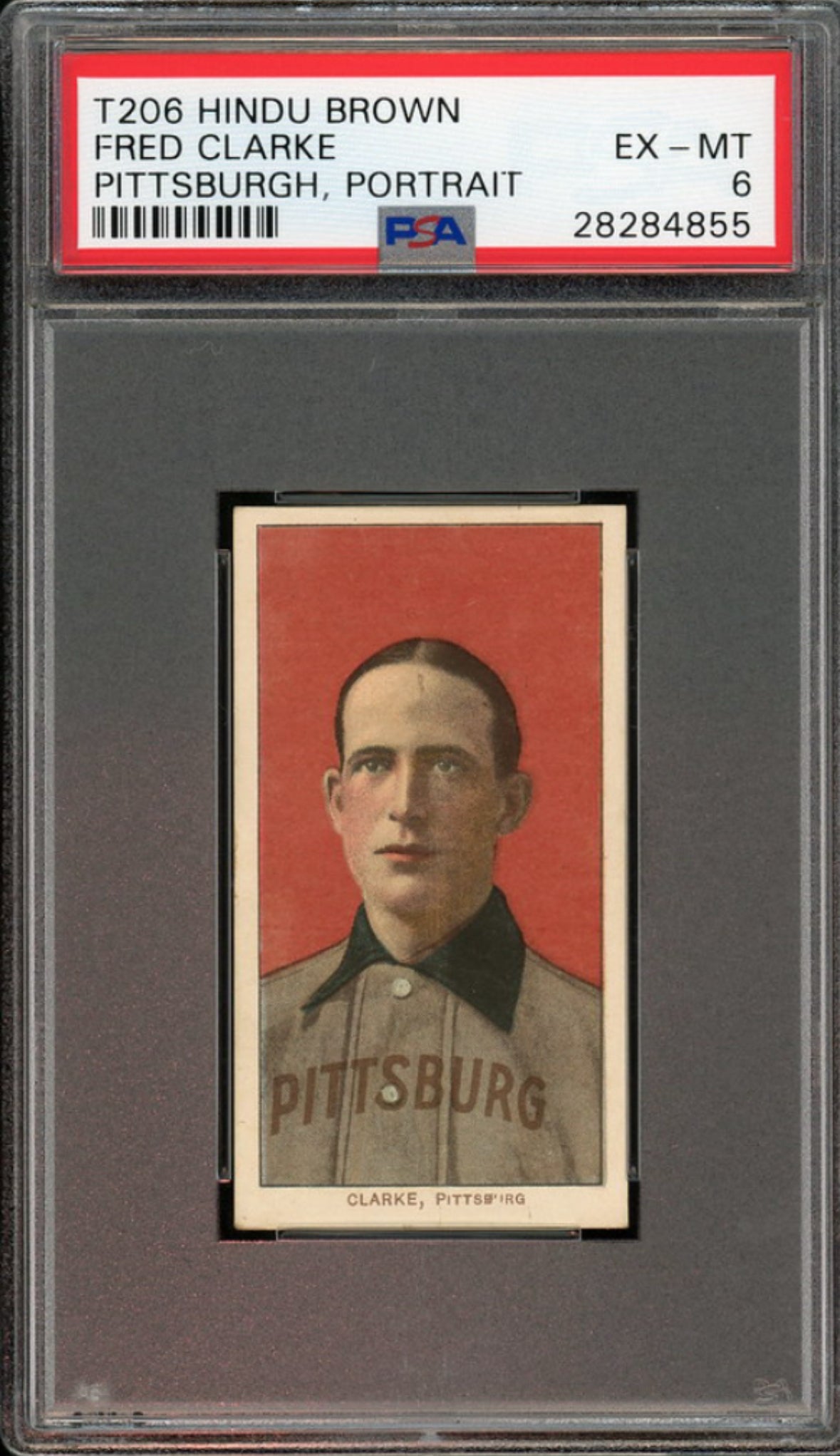 1909 T206 Fred Clarke Portrait PSA 6 EX-MT Brown Hindu (Pop 1, 0 Higher)