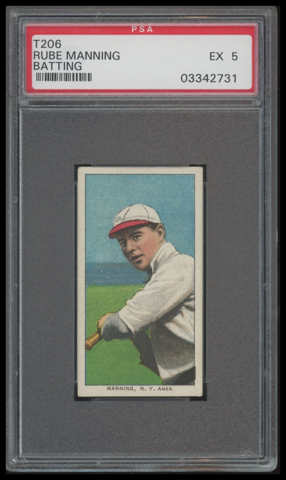 1909-11 T206 Rube Manning (Batting) PSA 5 Piedmont 150