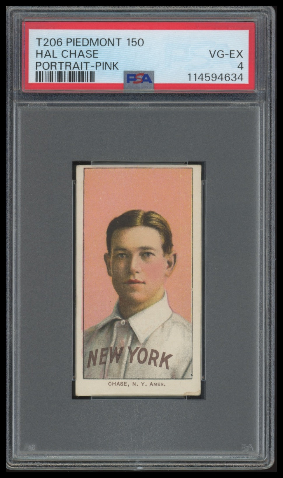 1909-11 T206 Hal Chase (Pink) PSA 4 Piedmont 150
