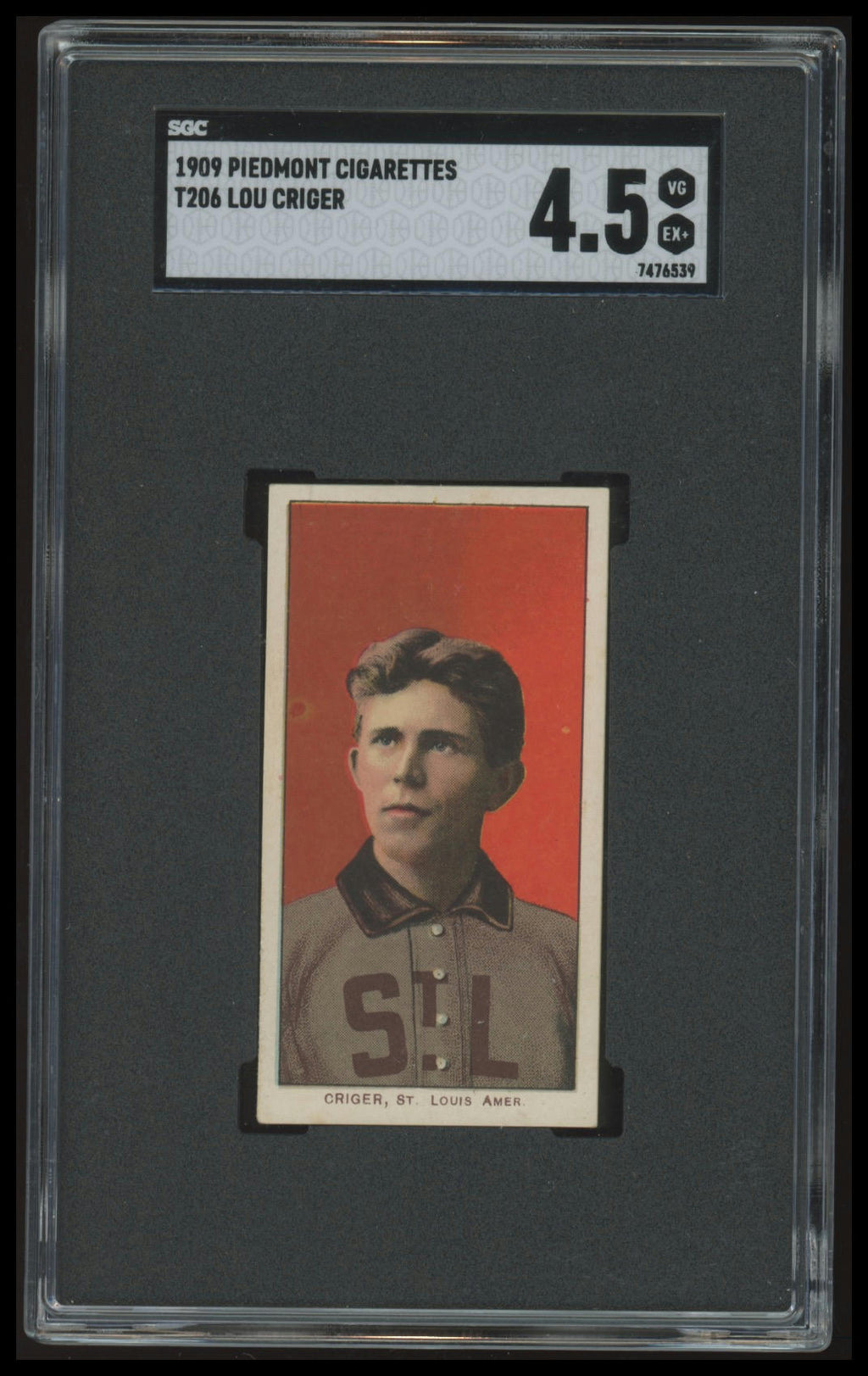 1909-11 T206 Lou Criger SGC 4.5 Piedmont 150