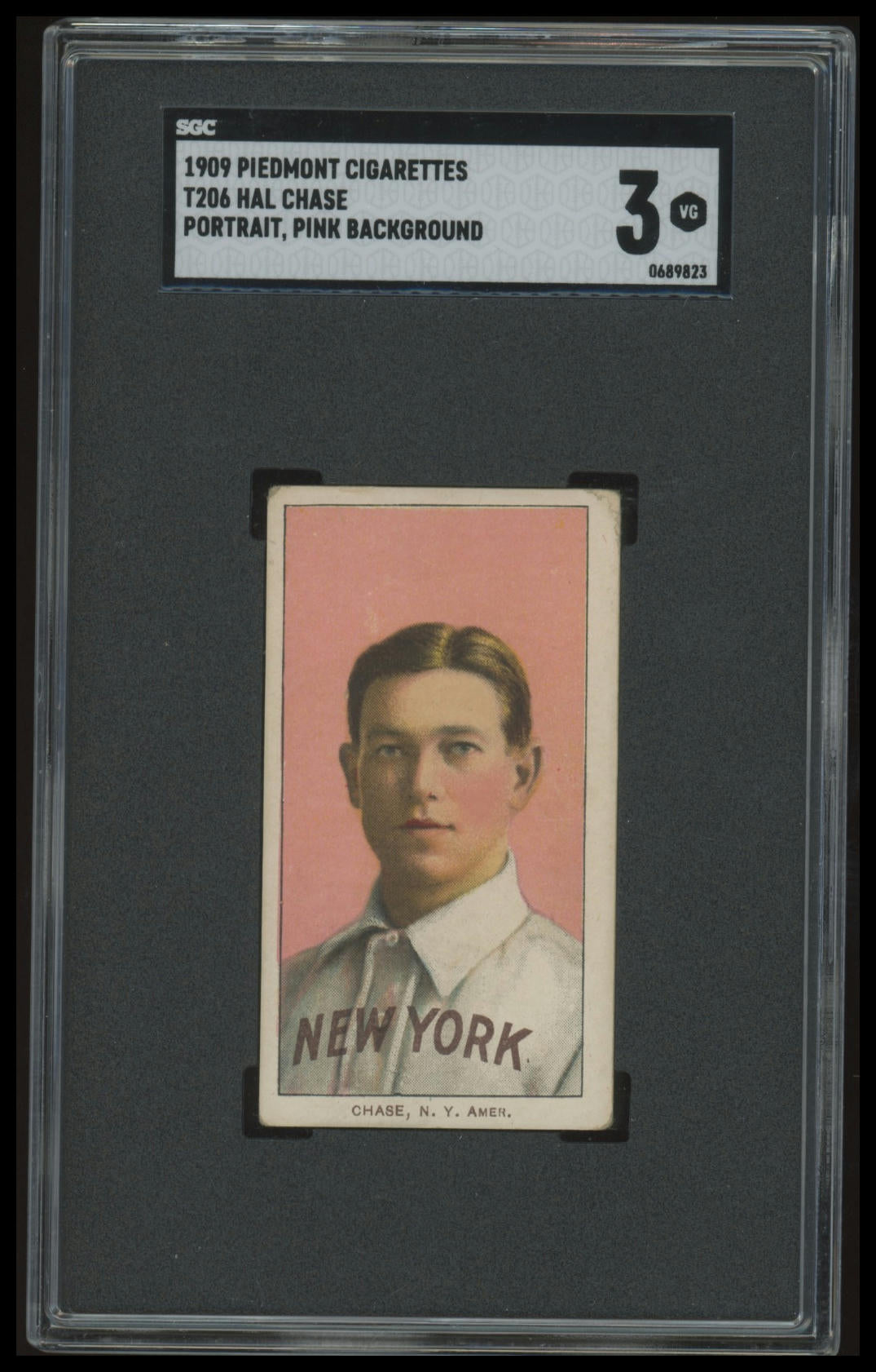 1909-11 T206 Hal Chase Pink HOF SGC 3 Piedmont 150