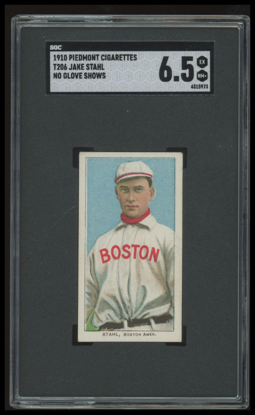 1909-11 T206 Jake Stahl (No Glove Showing) SCG 6.5 Piedmont 350