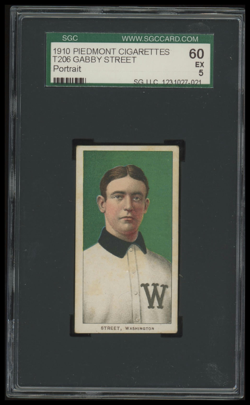 1909-11 T206 Gabby Street (Portrait) SGC 5 Piedmont 350