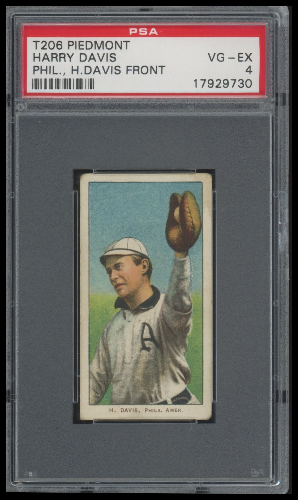 1909-11 T206 Harry Davis PSA 4 Piedmont 350 (Phil H Davis front)