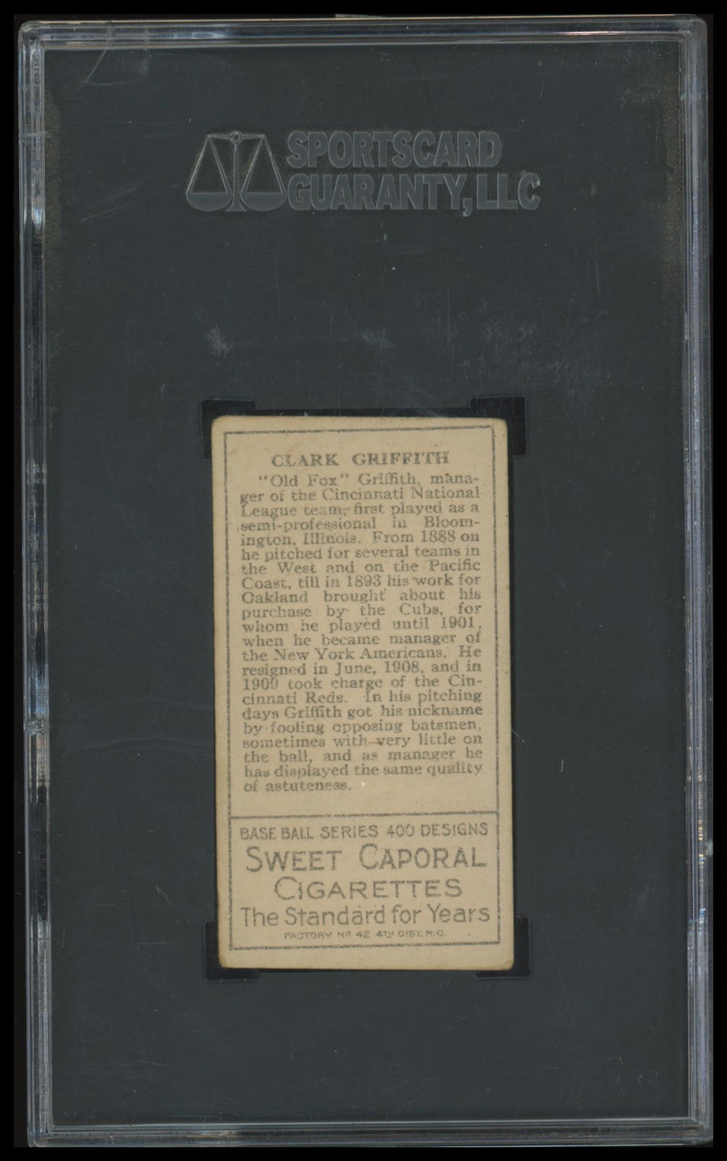 1911 T205 Clark Griffith Gold Border SGC 3 Sweet Caporal