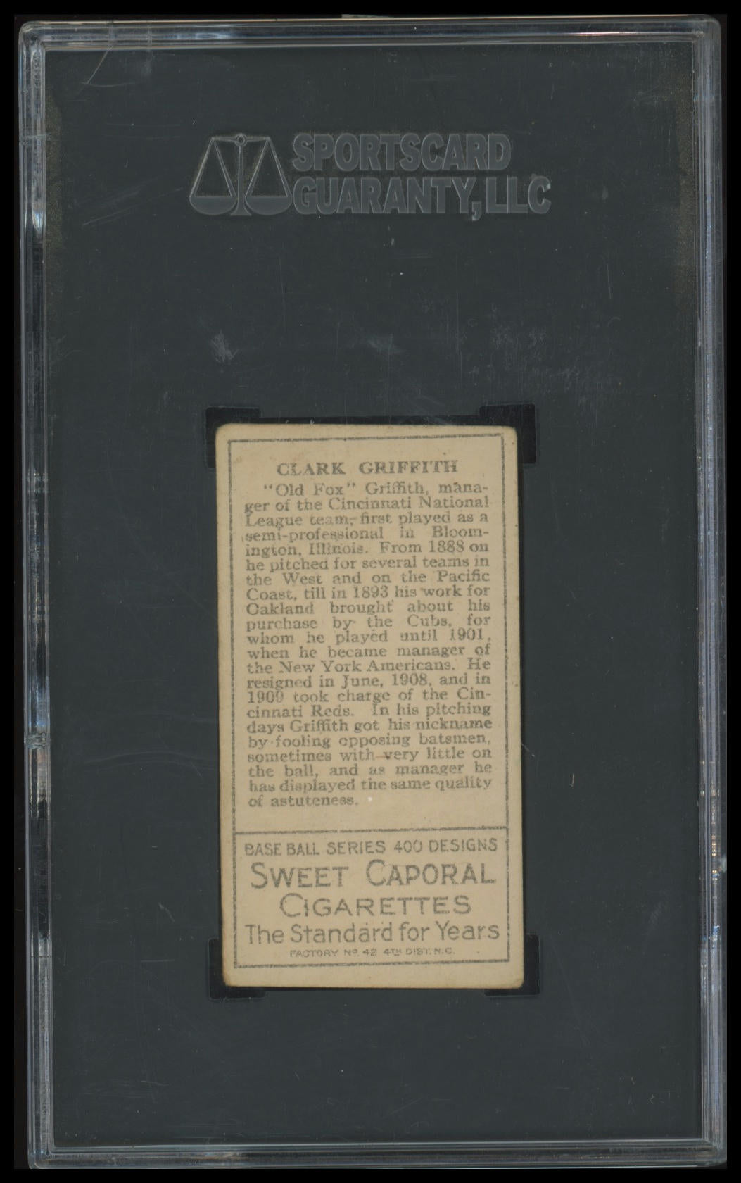 1911 T205 Clark Griffith Gold Border SGC 3 Sweet Caporal