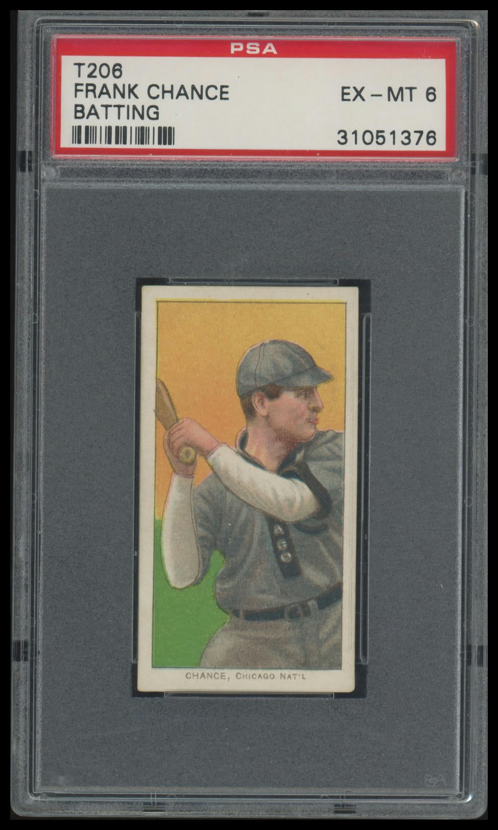 1909 -1911 T206 Frank Chance Batting HOF PSA 6 Old Mill