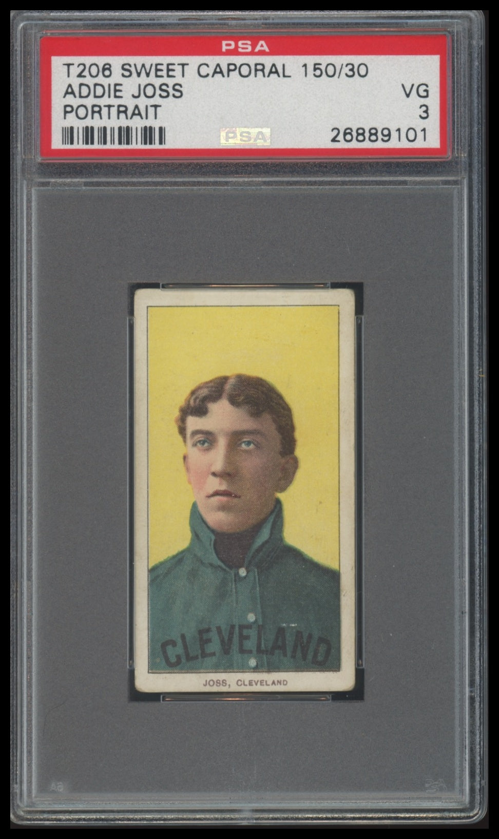 1909-11 T206 Addie Joss HOF Portrait PSA 3 Sweet Caporal 150/30