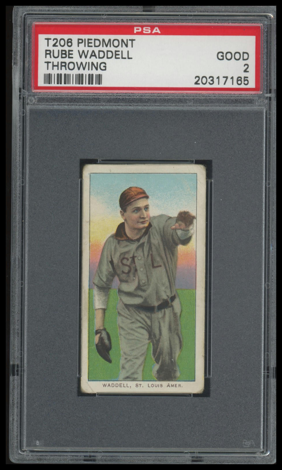 1909-11 T206 Rube Waddell Throwing PSA 2 Piedmont 150