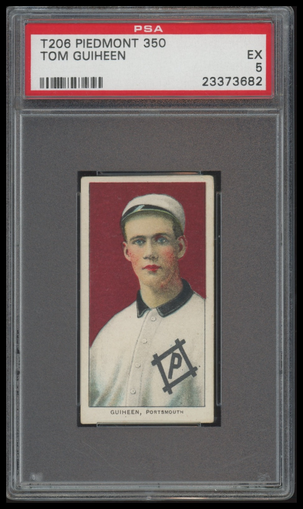 1909-11 T206 Tom Guiheen Piedmont 350 PSA 5 EX Southern Leaguer