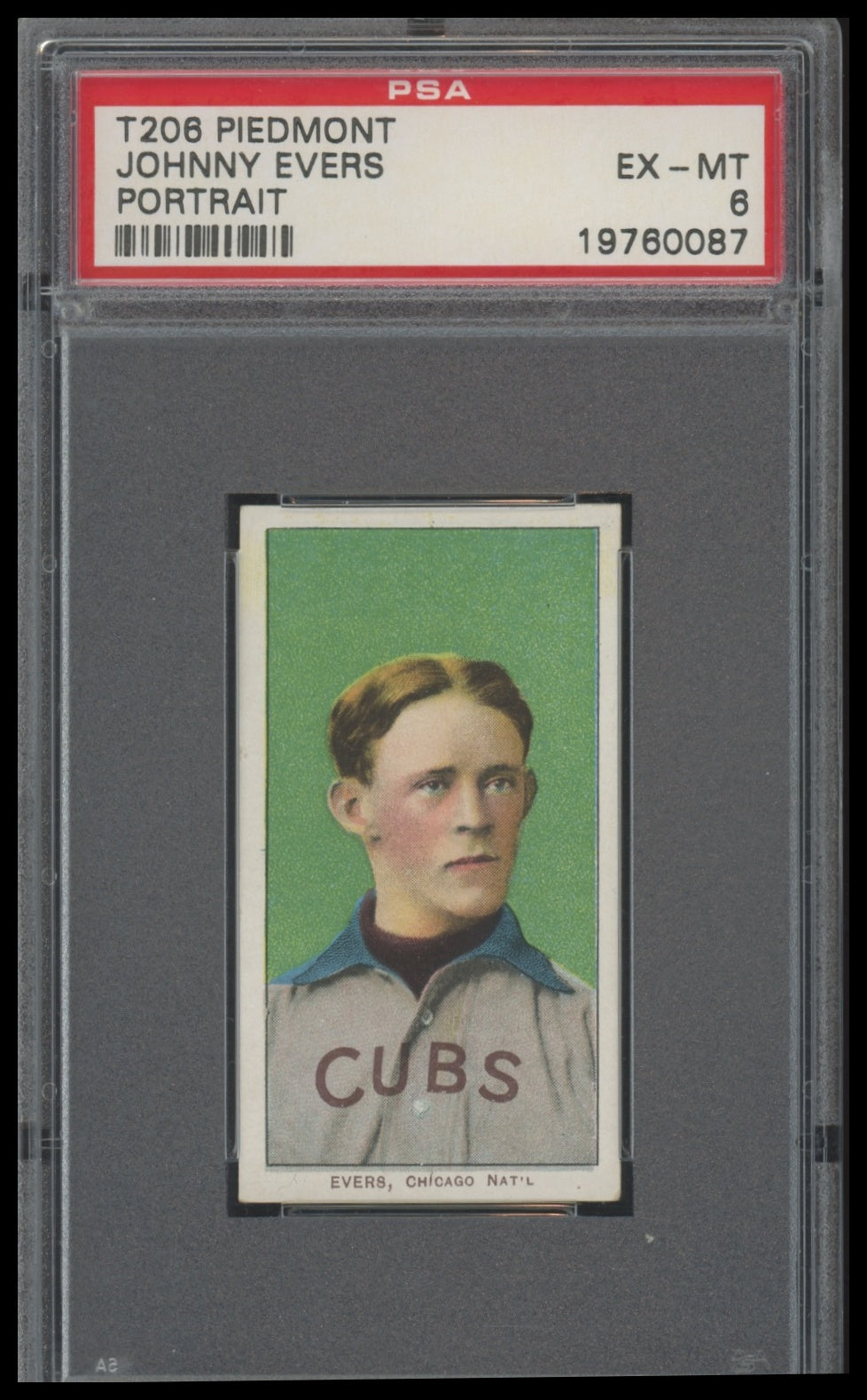 1909-11 T206 Johnny Evers Portrait PSA 6 EX-MT HOF Piedmont 150