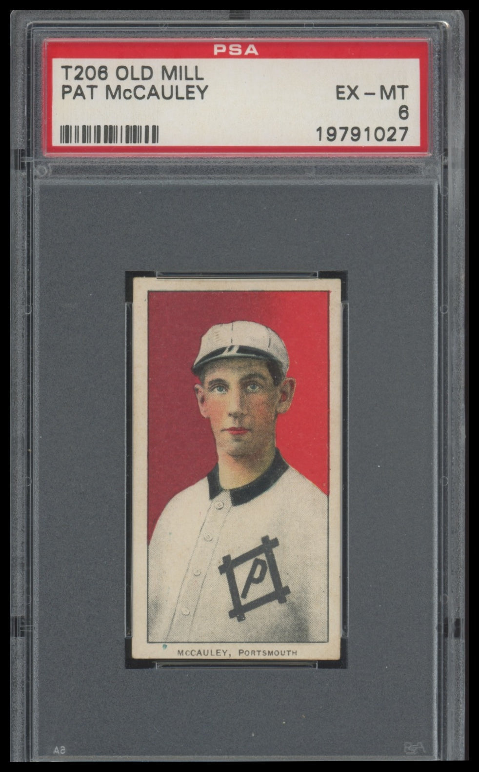 1909-11 T206 Pat McCauley Old Mill PSA 6 EX-MT