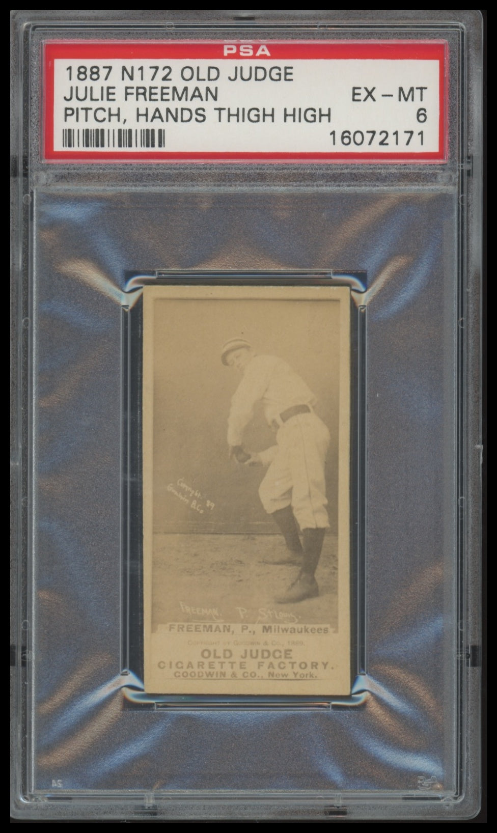1887 Old Judge N172 Julie Freeman PSA 6 - EX-MT