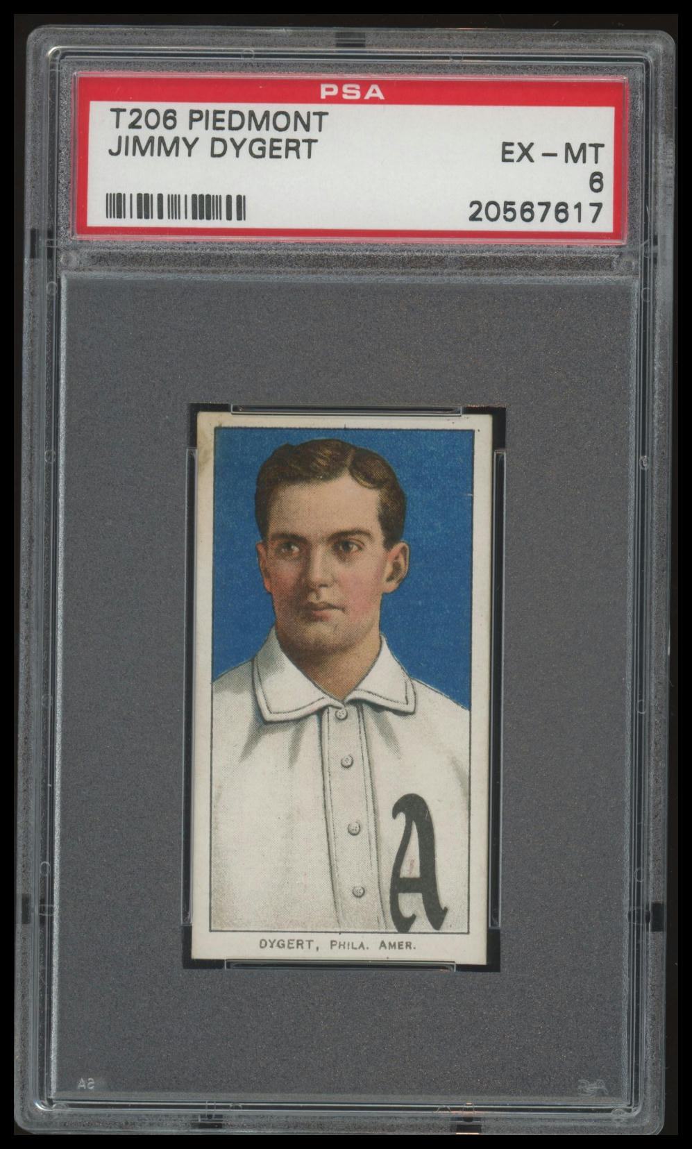 1909-11 T206 Jimmy Dygert PSA 6 EX-MT Piedmont 350