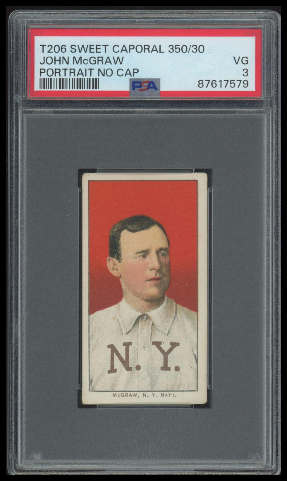 1909-11 T206 John Mcgraw Portrait (No Cap) PSA 3 Sweet Caporal 350/30