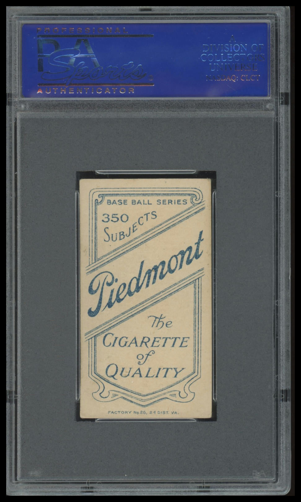 1909-11 T206 JF Kiernan PSA 5 Piedmont 350 Back Southern League