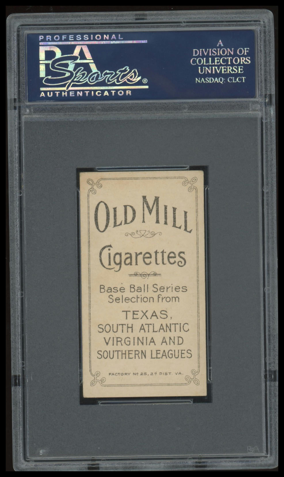 1909-11 T206 Dutch Jordan (Atlanta) PSA 6 Old Mill