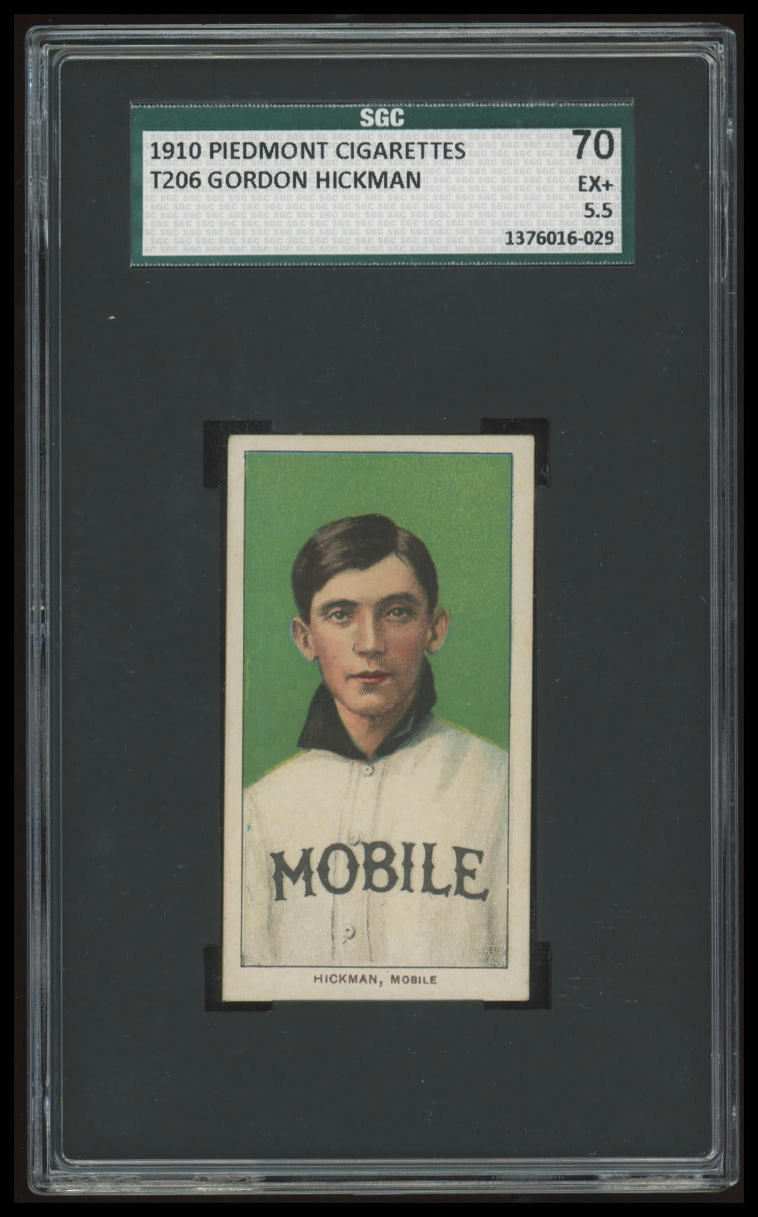 1909-11 T206 Gordan Hickman SGC 5.5 Piedmont 350 Southern League