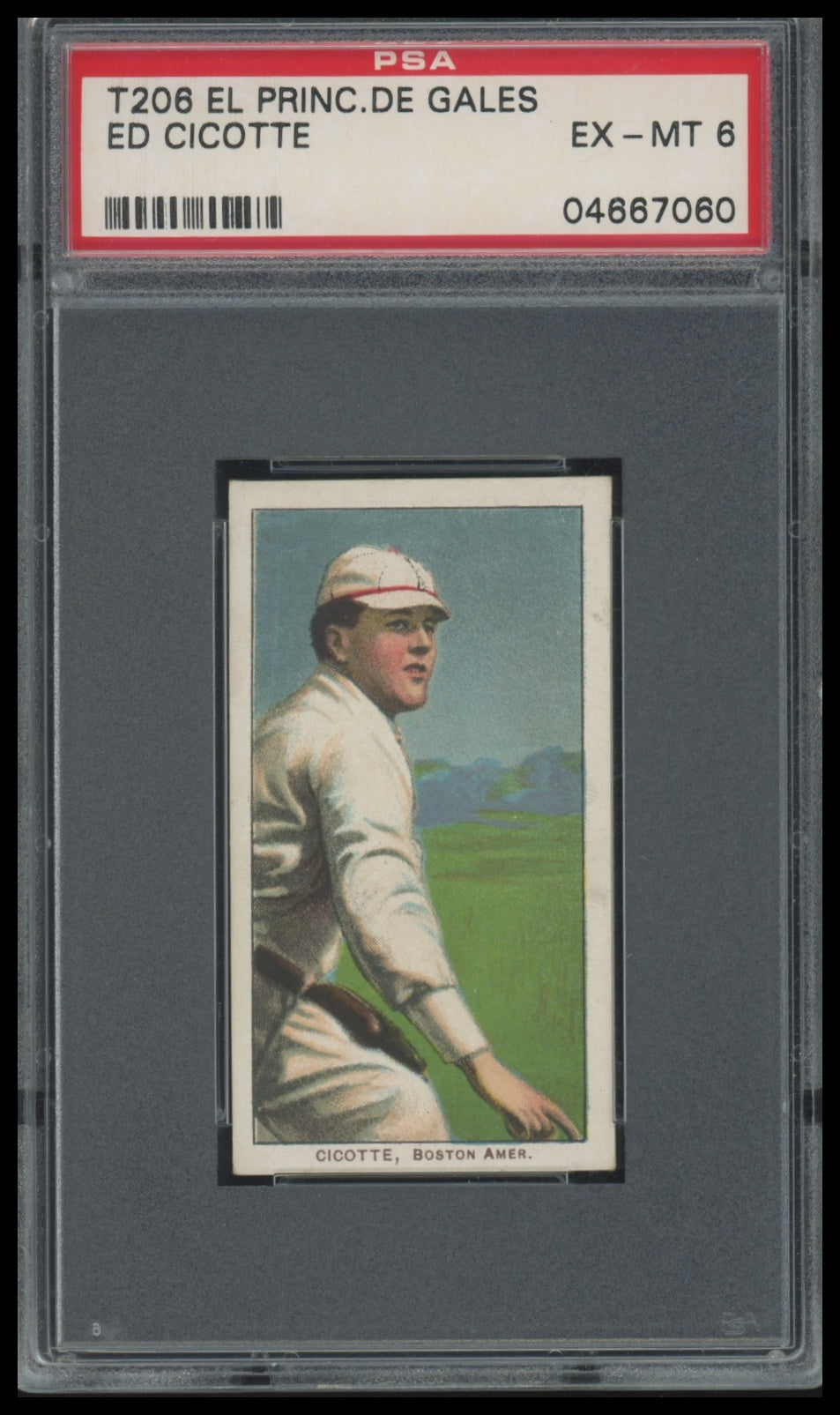 1909-11 T206 Ed Cicotte PSA 6 EL Principe De Gales (Pop 1, none higher)