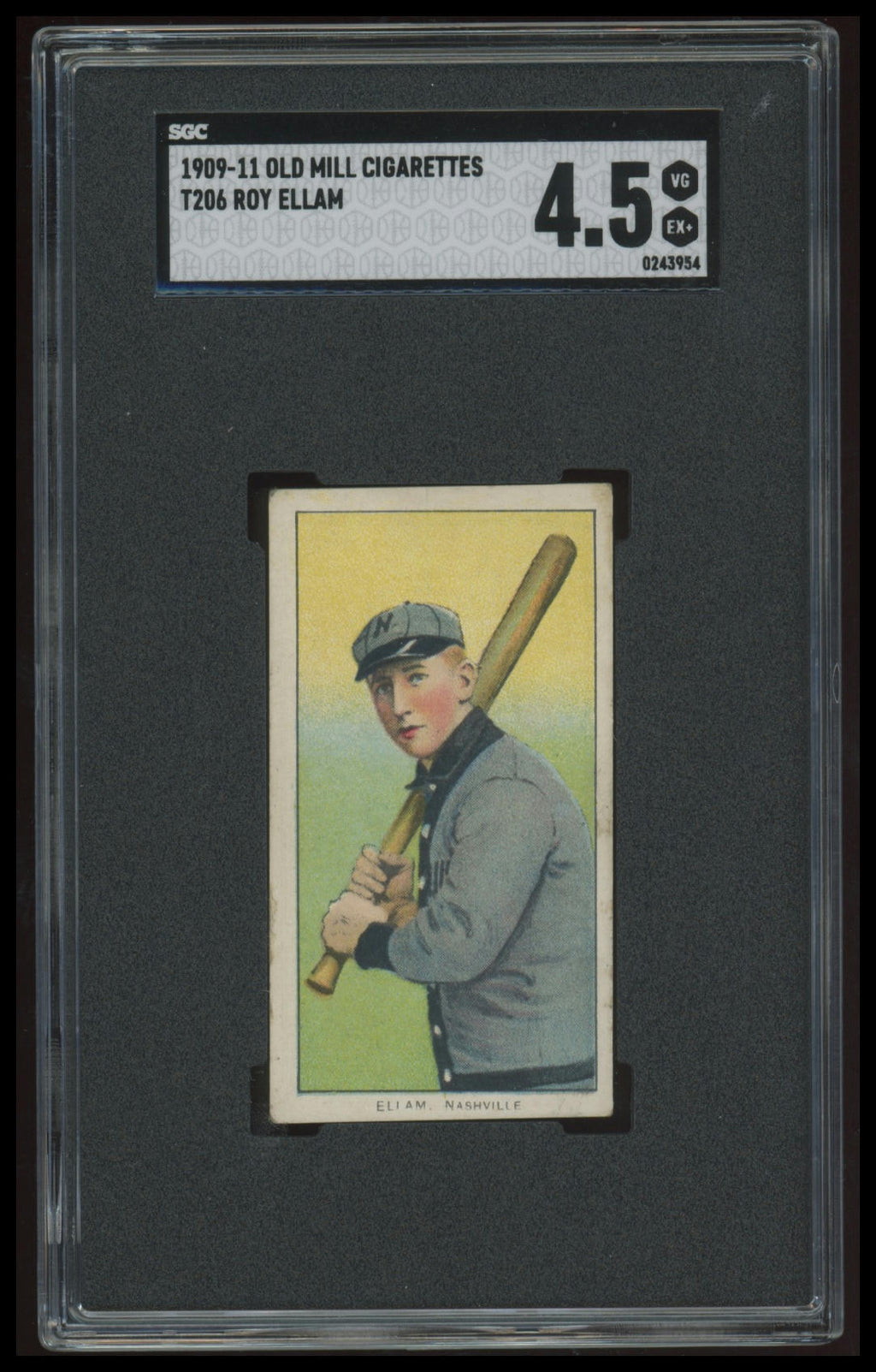1909-11 T206 Roy Ellam Old Mill SGC 4.5 Southern League