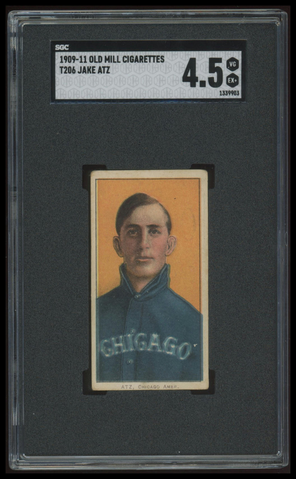1909-11 T206 Jake Atz Old Mill SGC 4.5
