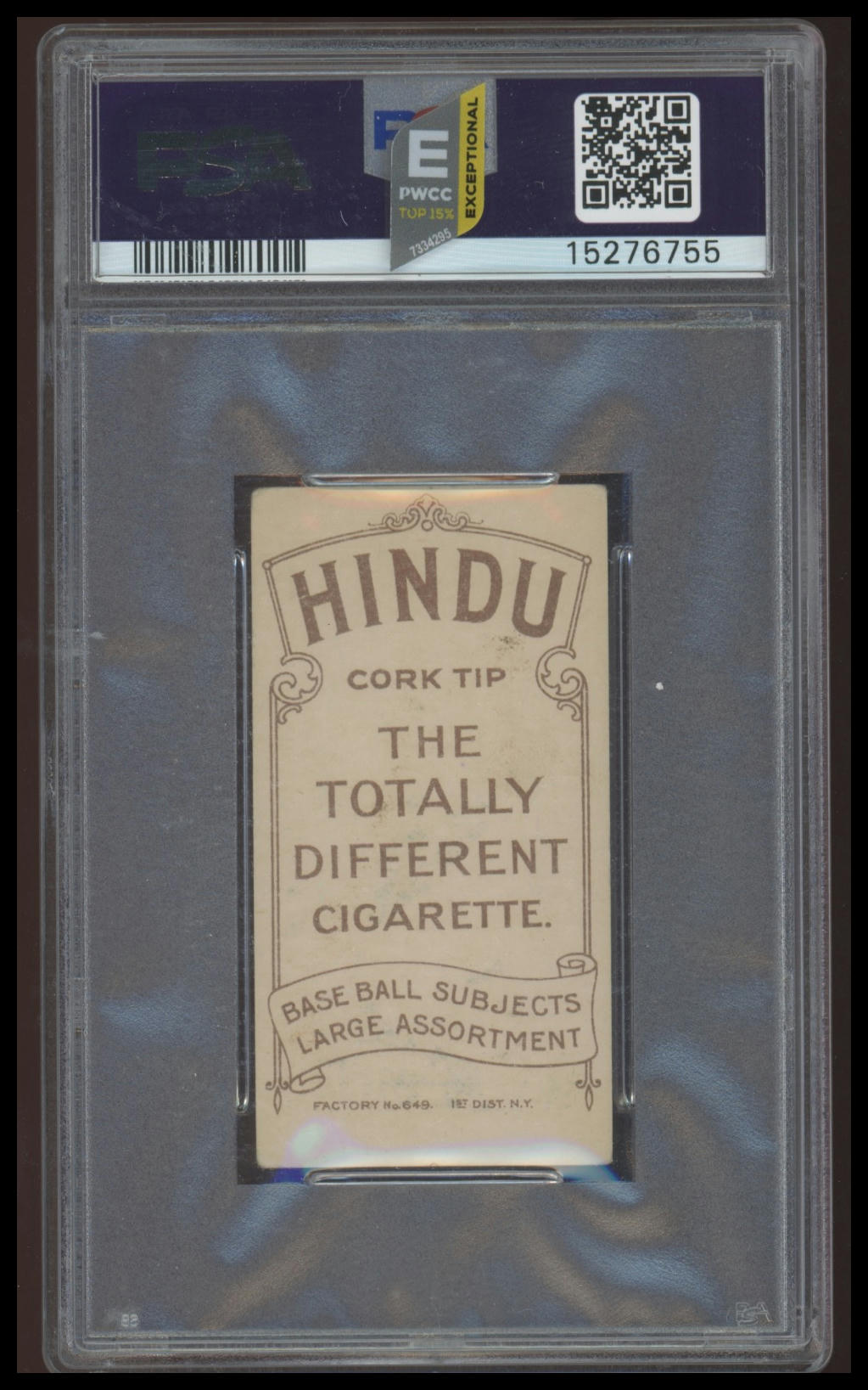 1909-11 T206 Brown Hindu Johnny Bates PSA 4 VG-EX (NONE HIGHER) PWCC-A