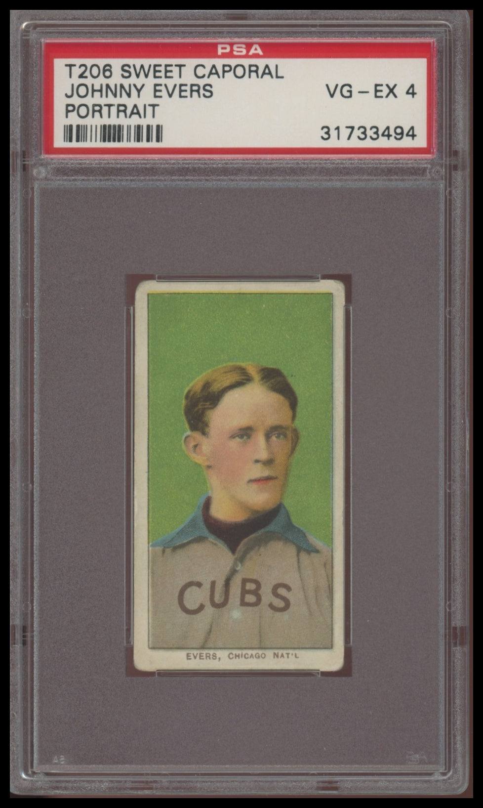 1909-11 T206 Johnny Evers PORTRAIT PSA 4 VG-EX Sweet Caporal 350/30 Chicago Cubs