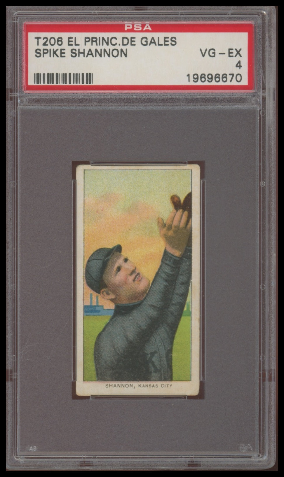 1909-11 T206 Spike Shannon Kansas City, EL PRINCIPE DE GALES PSA 4 VG-EX