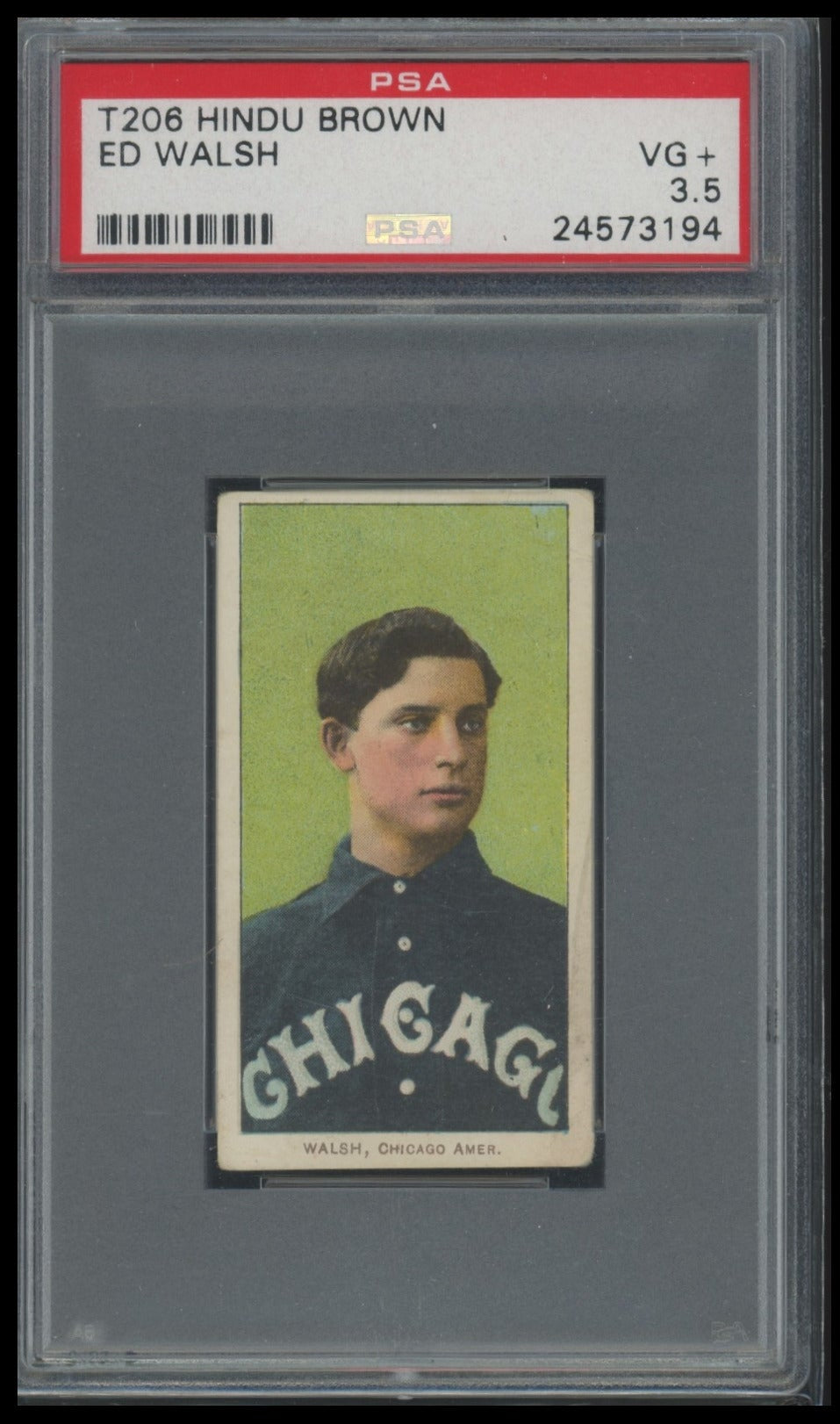 1909-11 T206 Brown Hindu Ed Walsh PSA 3.5 VG+