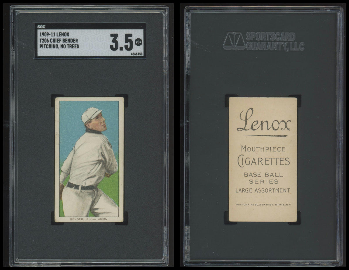 1909-11 T206 Black Lenox Chief Bender Pitching, No Trees - SGC 3.5 HOF