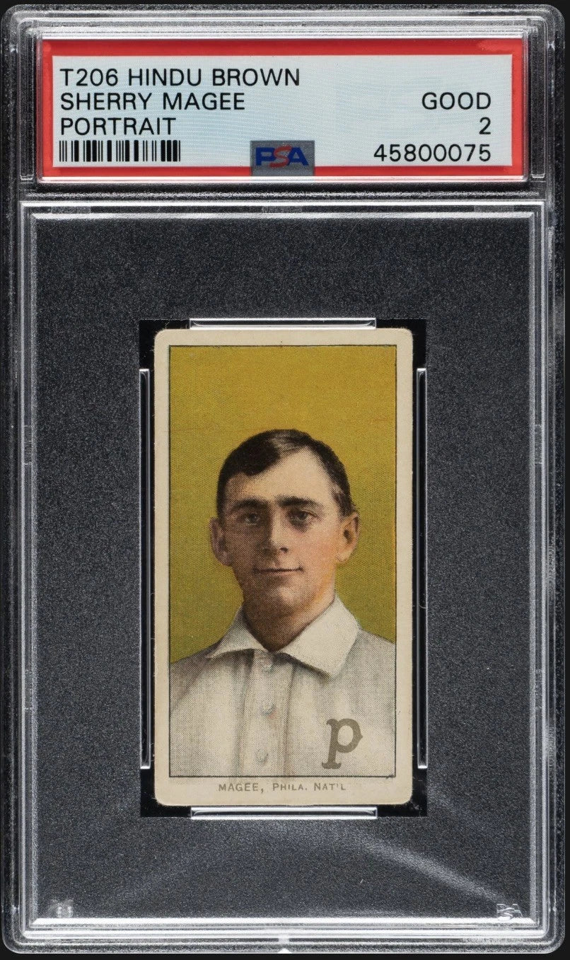 1909-11 T206 Sherry Magee Brown Hindu Portrait PSA 2 - Phil. Phillies