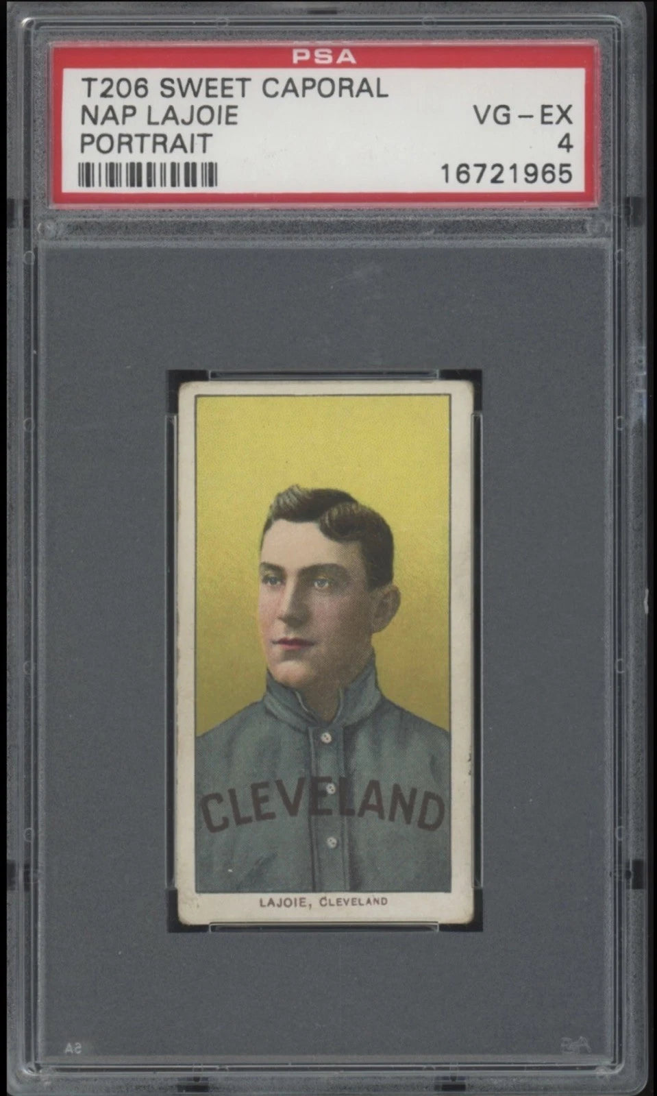 1909-11 T206 Nap Lajoie Portrait Naps (Indians) Sweet Caporal 150/30 HOF PSA 4 - VG/EX